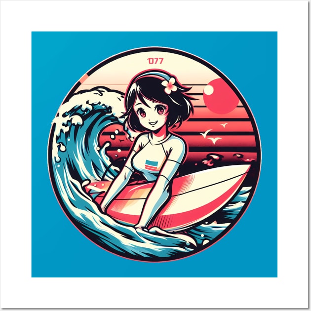 Cute retro surfer girl Wall Art by MightyBiscuit